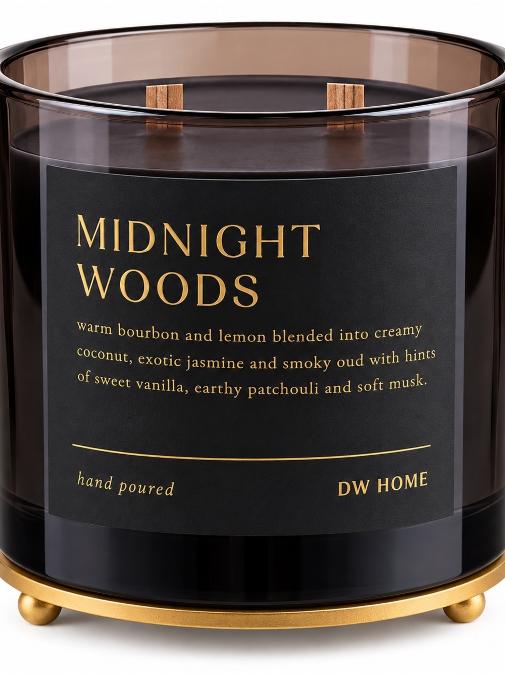 DW Home Midnight Woods Black and Gold Glass Candle